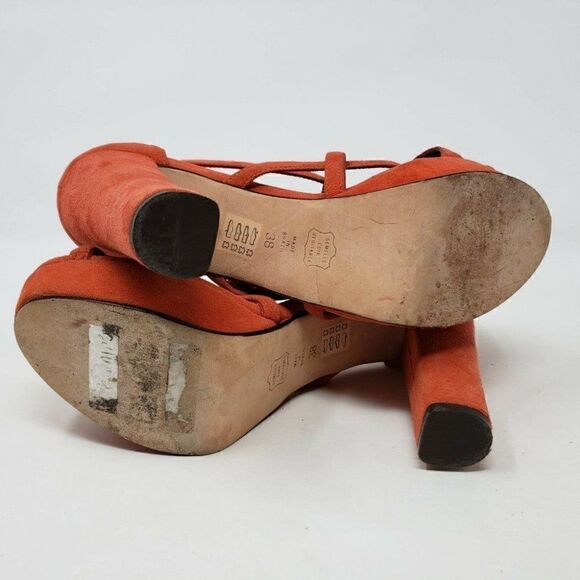 TILA MARCH ORANGE SUEDE PLATFORM HEELS 7 EUR 38 - Picture 7 of 9